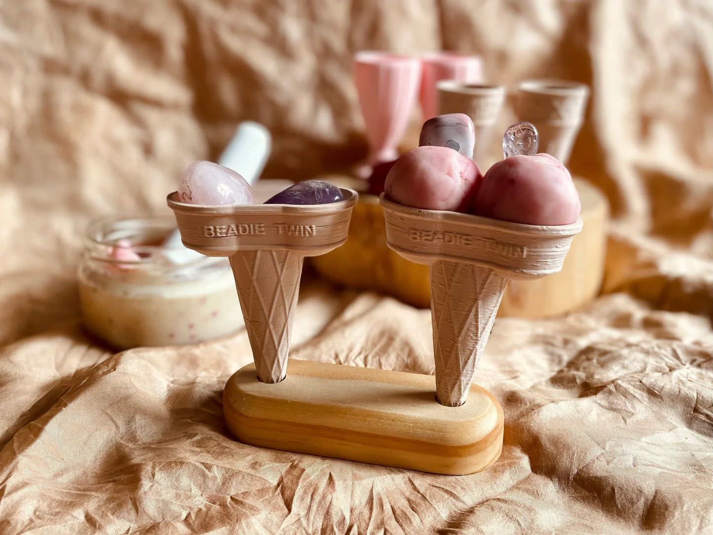 Wooden Ice cream Cone Stand 2-Hole