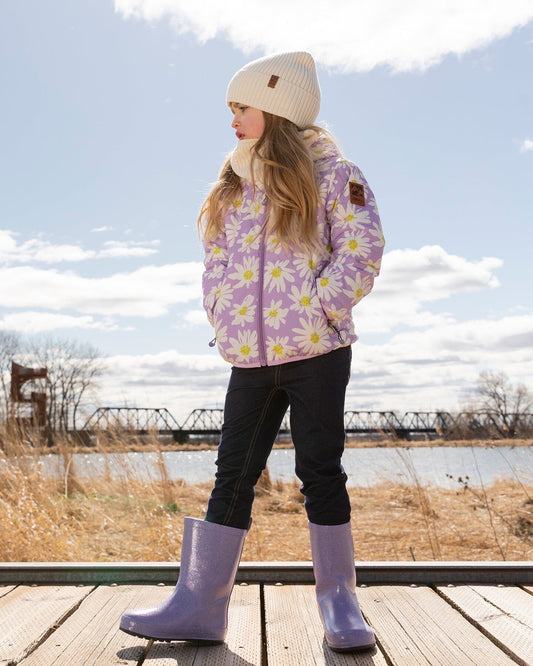 Rain Boots In Natural Rubber Purple Glitter