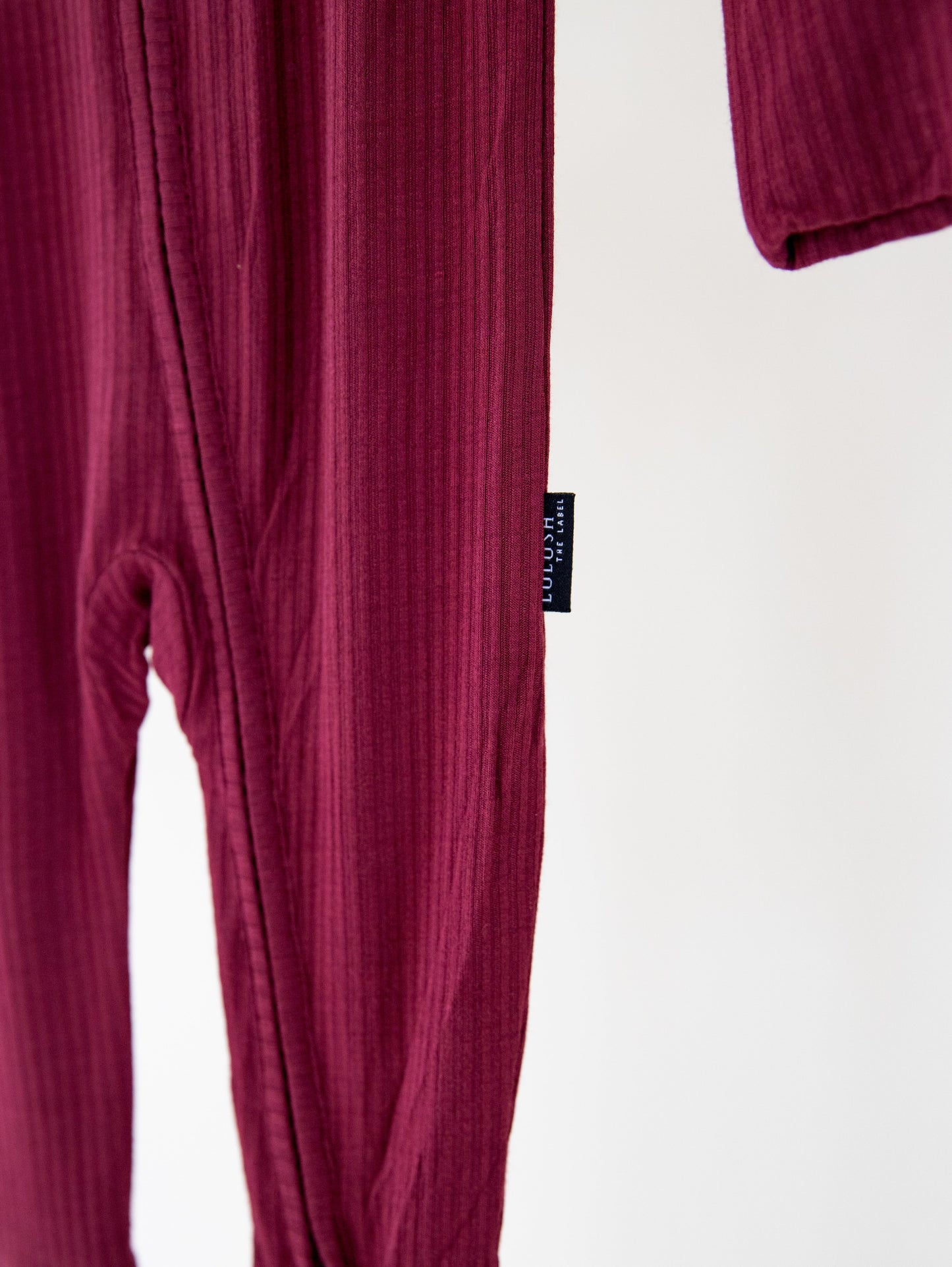 Burgundy Ribbed Bamboo Convertible Zippered Romper