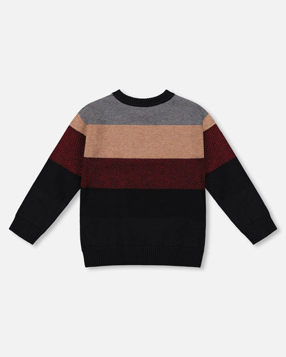 Color Block Knit Sweater Red And Black