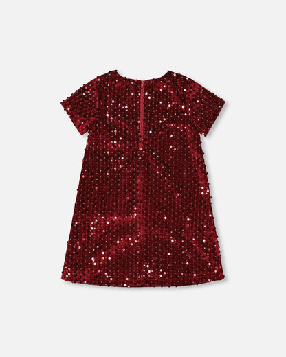 Velvet Short Sleeve Dress Red