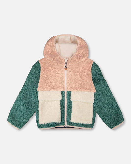 Sherpa Jacket Light Pink Colorblock
