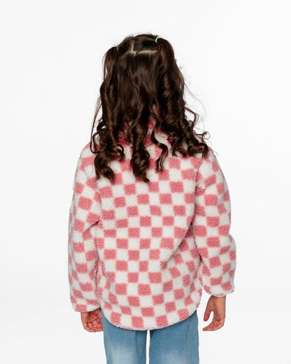 Sherpa Jacket Pink Checkerboard