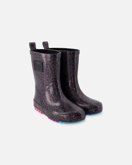 Rain Boots Black With Glitter