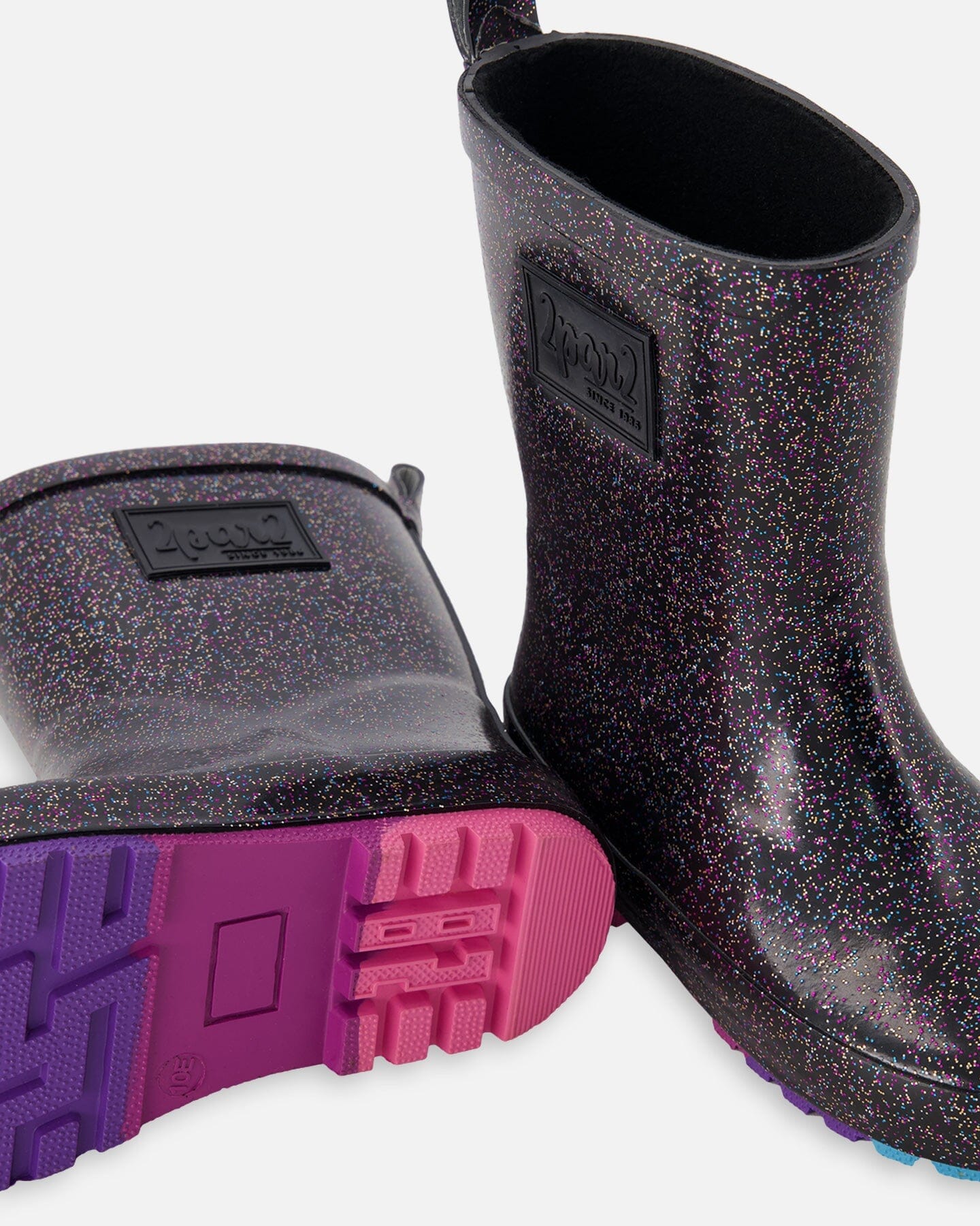 Rain Boots In Natural Rubber Black Glitter