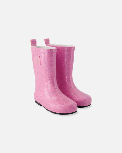 Rain Boots In Natural Rubber Pink Glitter