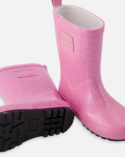 Rain Boots In Natural Rubber Pink Glitter