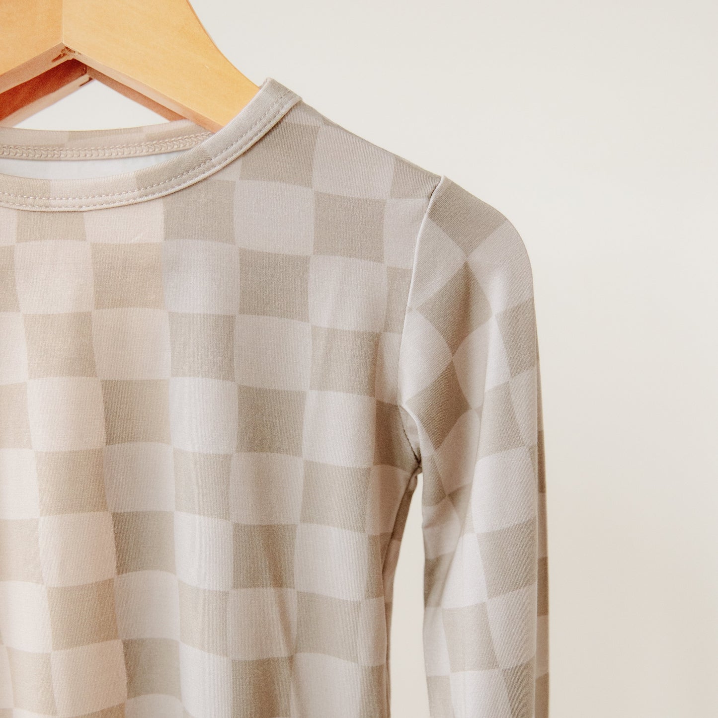 Taupe Checkerboard Two-Piece Pajama Set