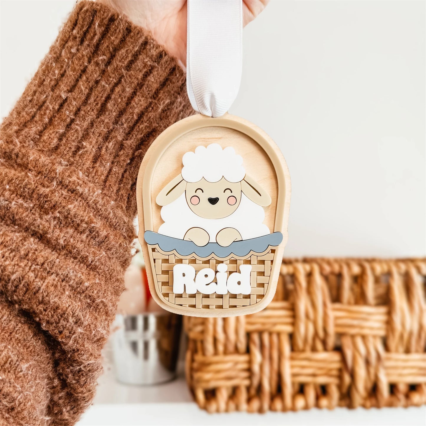 PRE-ORDER Lamb In Basket Easter Tag - The Knotty Design Co.