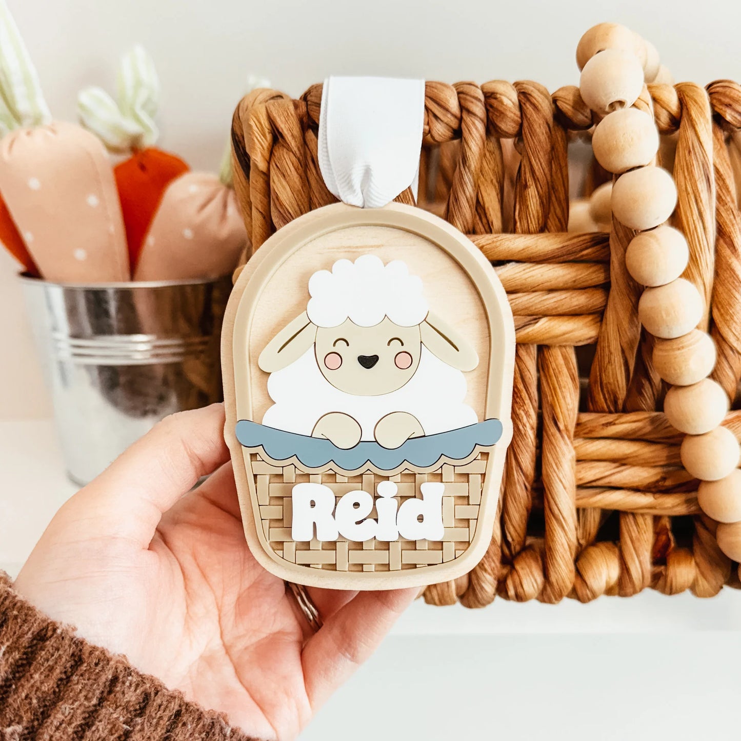 PRE-ORDER Lamb In Basket Easter Tag - The Knotty Design Co.