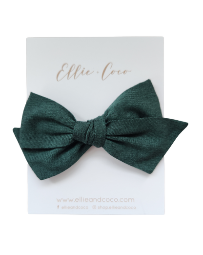 Forest Green Linen Oversize Bow