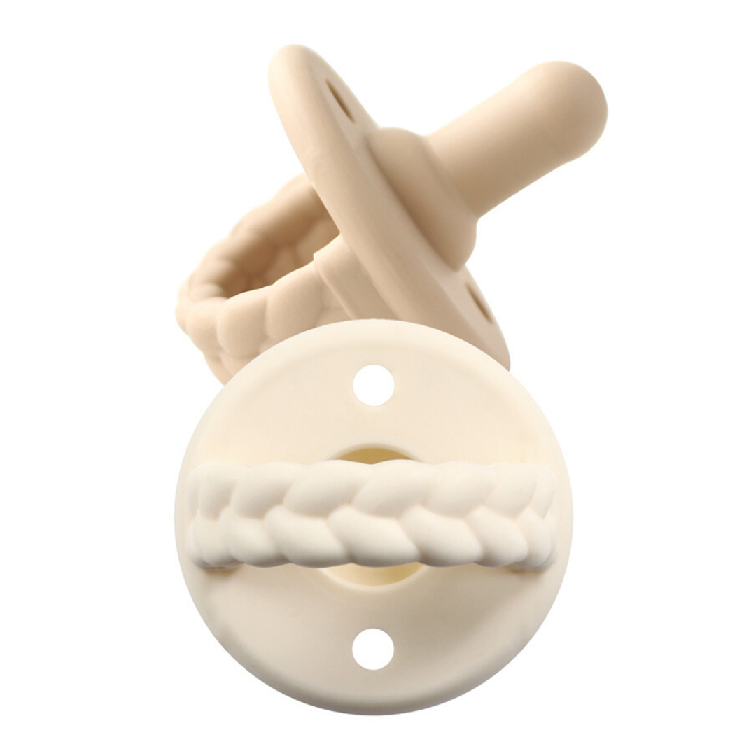 Toast + Buttercream Braids Sweetie Soother™ Pacifier Sets - Itzy Ritzy