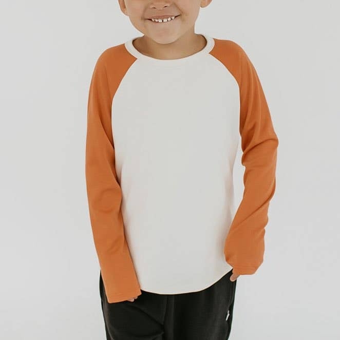 Cream & Orange Bamboo/Cotton Baseball Raglan Shirt