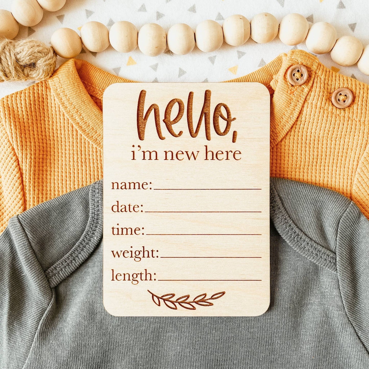Hello World Branch Rectangle Baby Birth Announcement Sign - Knotty Design Co